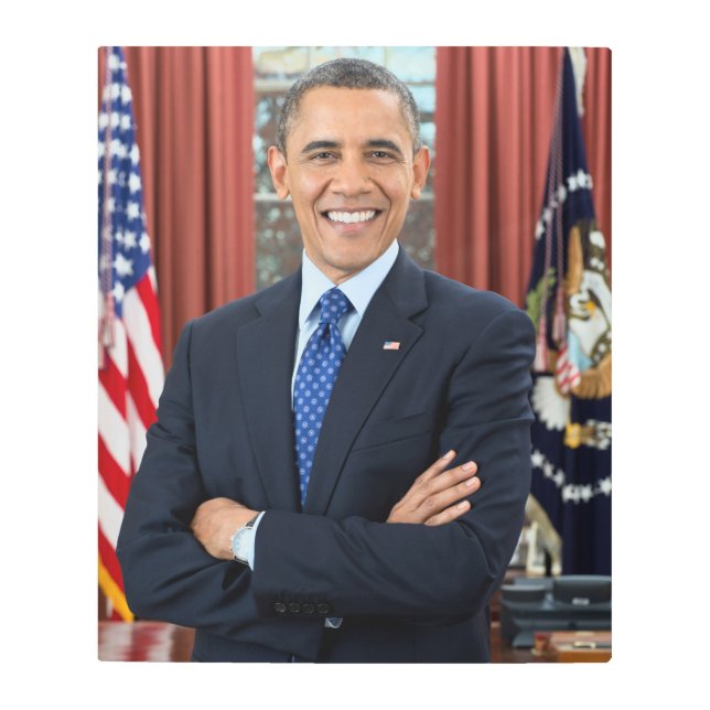 Oval Office Portrait, Obama Barack US President Metal Print (Front)