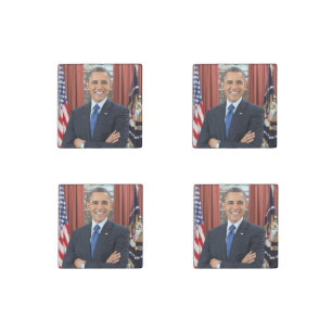 Oval Office Portrait, Obama Barack US President Stone Magnet