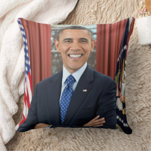 Oval Office Portrait, Obama Barack US President Throw Pillow