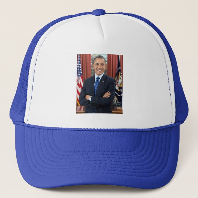 Oval Office Portrait, Obama Barack US President Trucker Hat (Front)