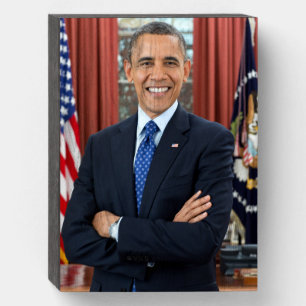 Oval Office Portrait, Obama Barack US President Wooden Box Sign
