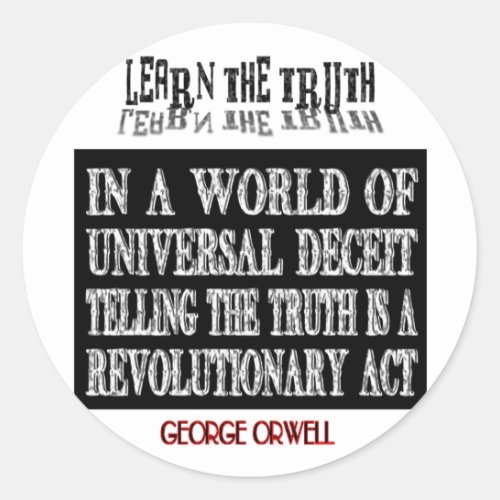 OVAL ORWELL UNIVERSAL DECEIT CLASSIC ROUND STICKER