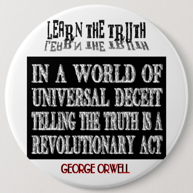 OVAL ORWELL UNIVERSAL DECEIT PINBACK BUTTON (Front)