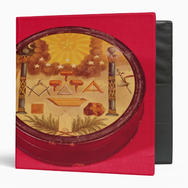 Oval painted box, with symbols of Freemasonry 3 Ring Binder (Front/Inside)