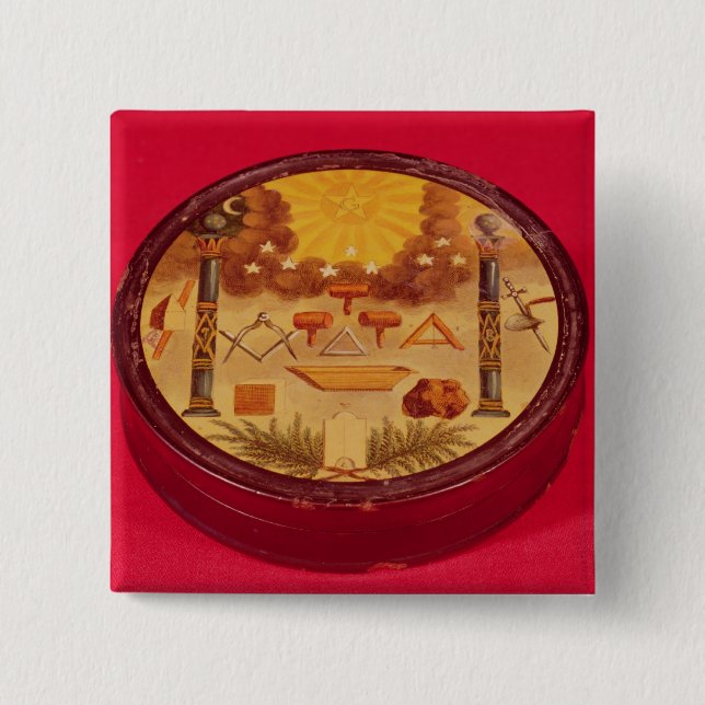 Oval painted box, with symbols of Freemasonry Button (Front)