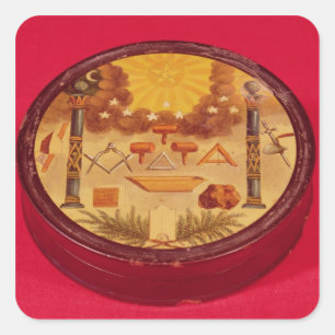 Oval painted box, with symbols of Freemasonry Square Sticker