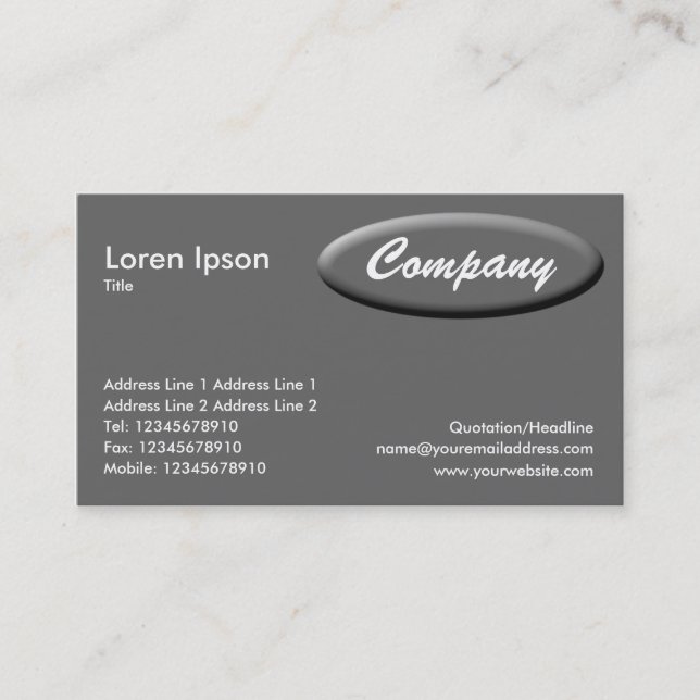 Oval Panel - Gray Business Card (Front)