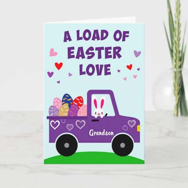Oval Pattern Easter Love Grandson Card (Front)