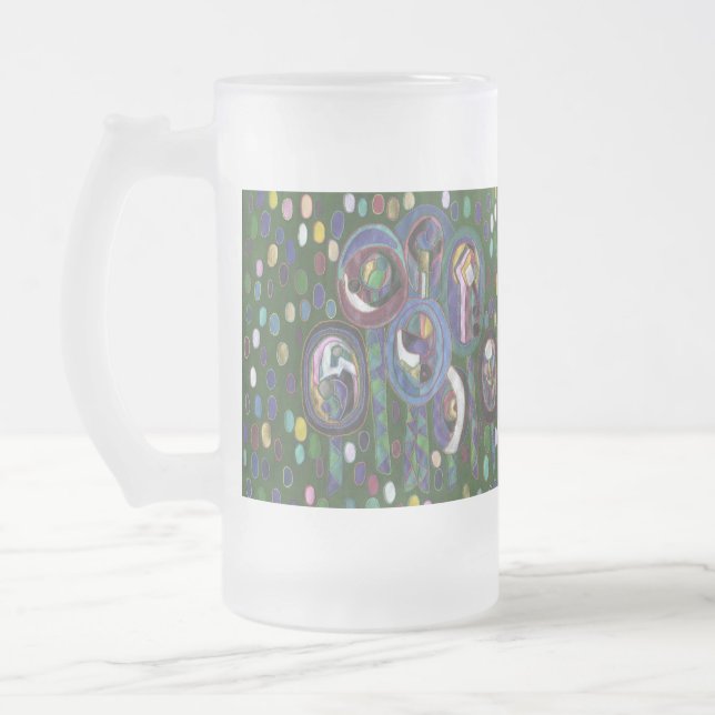 Oval pattern frosted glass beer mug (Left)