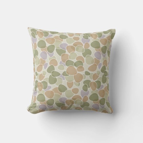 Oval Pattern in Pale Green Purple and Tan Throw Pillow