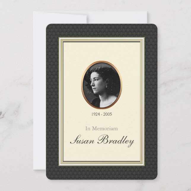 Oval Photo Area 3 Traditional Funeral Announcement (Front)