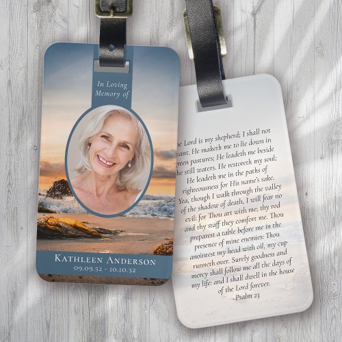 Oval Photo Beach Sunrise Memorial  Luggage Tag