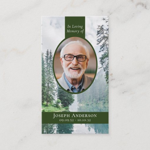 Oval Photo Forest Funeral Memorial Card Zazzle