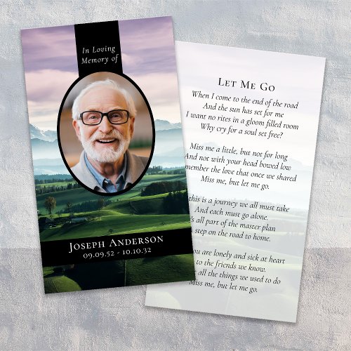 Oval Photo Golf Course Funeral Memorial Card