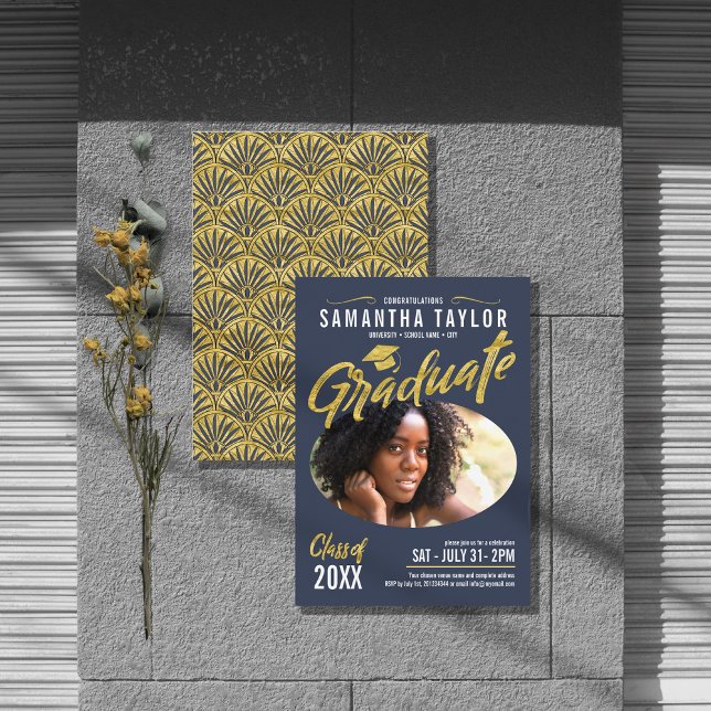 Oval Photo Graduation Gold Arches ID896 Invitation (Creator Uploaded)