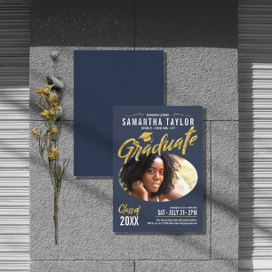 Oval Photo Graduation Gold Foil ID896 Invitation