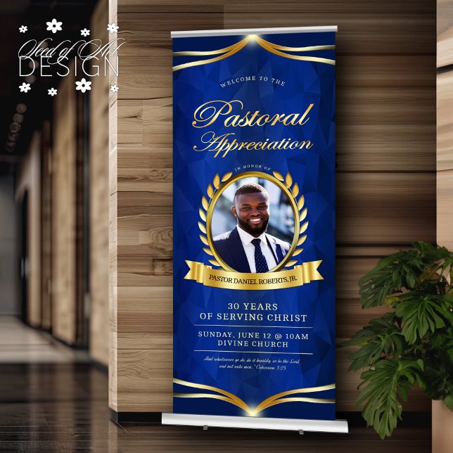 Oval Photo Pastoral Appreciation Church Welcome Retractable Banner (Creator Uploaded)