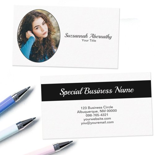 Oval Photo Professional Caretaker Minimal Business Card