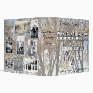 Oval Photos Family Tree Muted Golden Autumn Trees  3 Ring Binder