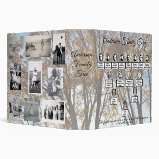 Oval Photos Family Tree Muted Golden Autumn Trees  3 Ring Binder