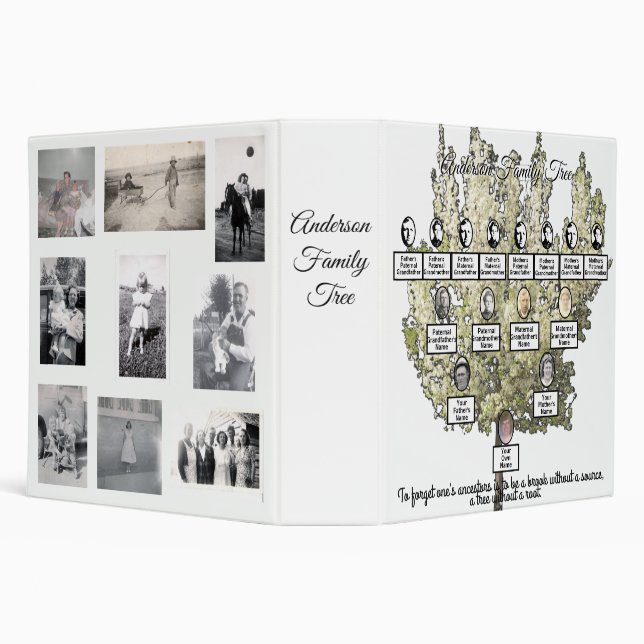 Oval Photos Family Tree Springtime White 3 Ring Binder (Background)