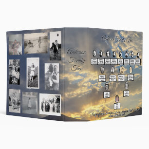 Oval Photos Family Tree Sunset with Sun Rays 3 Ring Binder