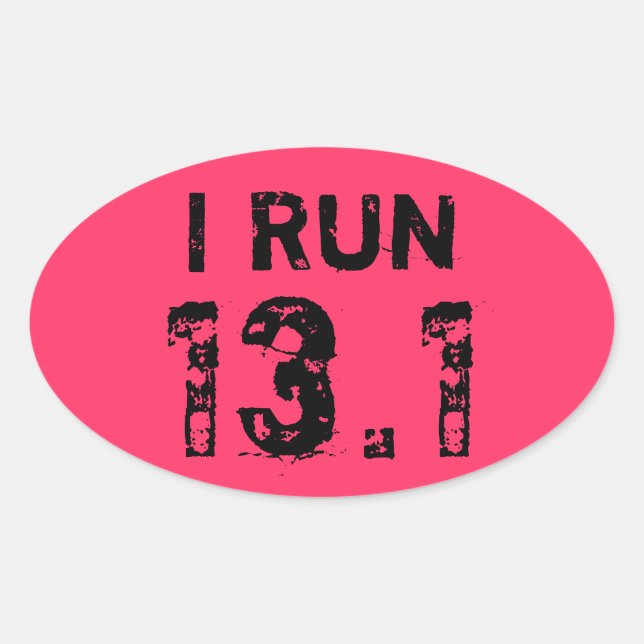 Oval Pink I Run 13.1 Sticker (Front)