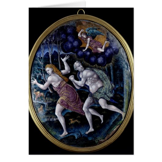 Oval plaque depicting Adam and Eve Cards (Front)