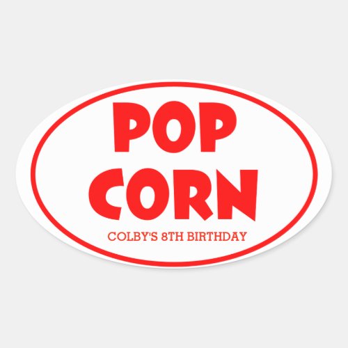 Oval Popcorn Personalized Stickers