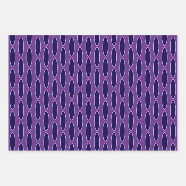 Oval Purple Chain Pattern Wrapping Paper Sheets (Front)