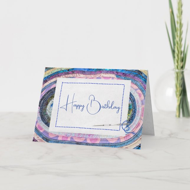 Oval Quilted Rug for Birthday Card (Front)