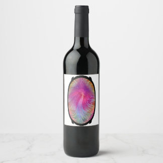 Oval Rainbow Swirl Tree in Black Frame Wine Label