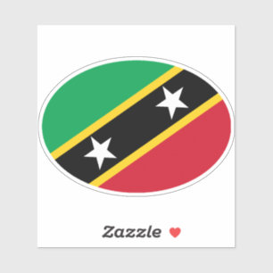 Oval Saint Kitts and Nevis Flag Sticker