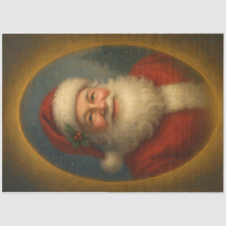 Oval Santa Christmas Portrait Decoupage Tissue Paper