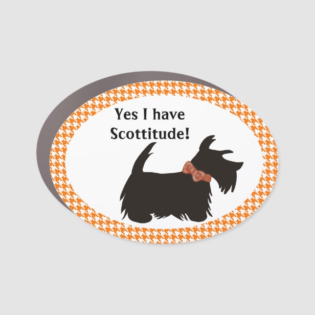 Oval Scottie dog car magnet, Scottitude Car Magnet (Front)