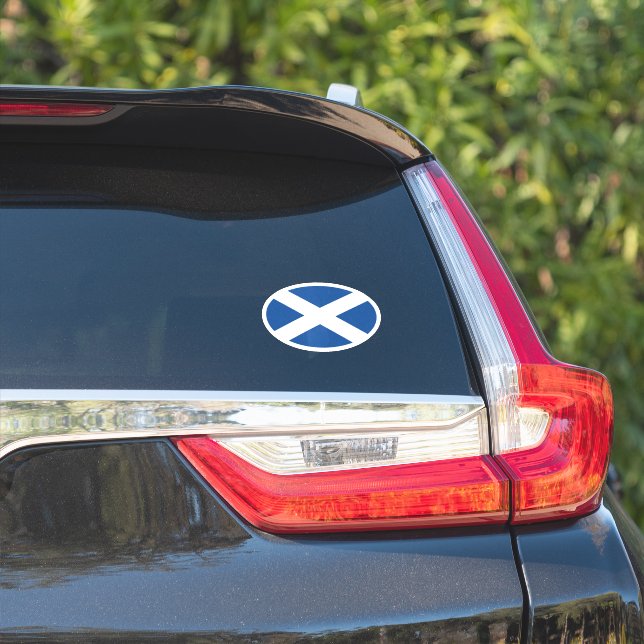 Oval Scottish flag of Scotland vinyl car sticker (Car Side)