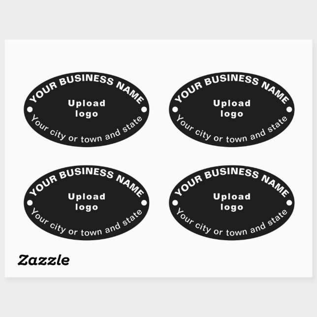 Oval Shape Business Brand on Black Sticker (Sheet)