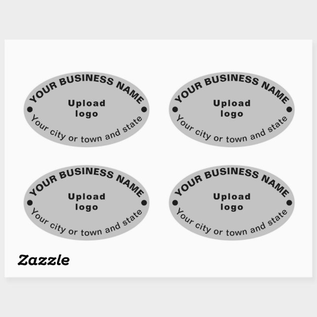 Oval Shape Business Brand on Gray Sticker (Sheet)