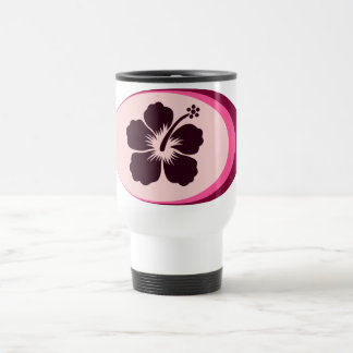 Oval shape hibiscus design travel mug