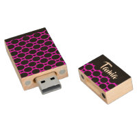 Oval shapes pink black wood flash drive