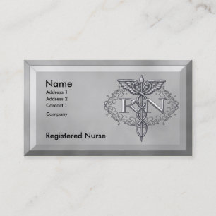 Oval Silver Caduceus RN Nurse Business Card