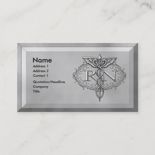 Oval Silver RN Nurse custom name Business Card