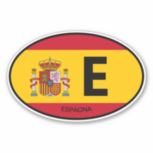 Oval Spain flag country code vinyl car sticker