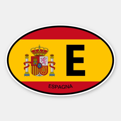 Oval Spain flag country code vinyl car sticker