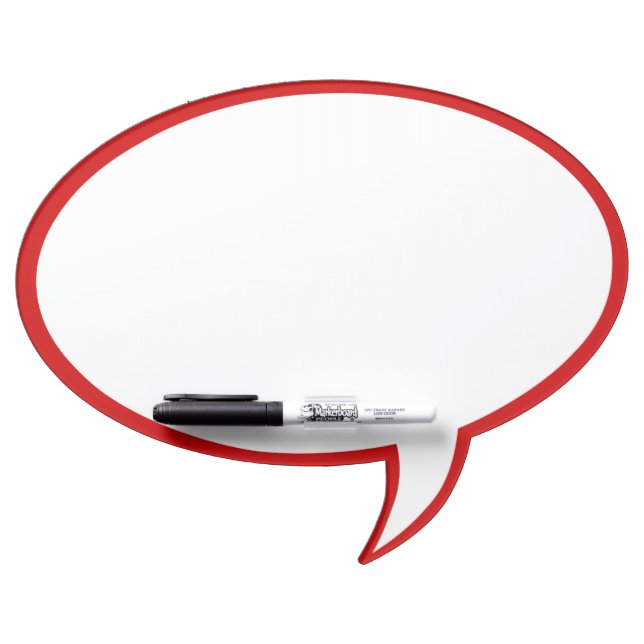 Oval Speech Bubble Wall Decor in Red Dry-Erase Board (Front)