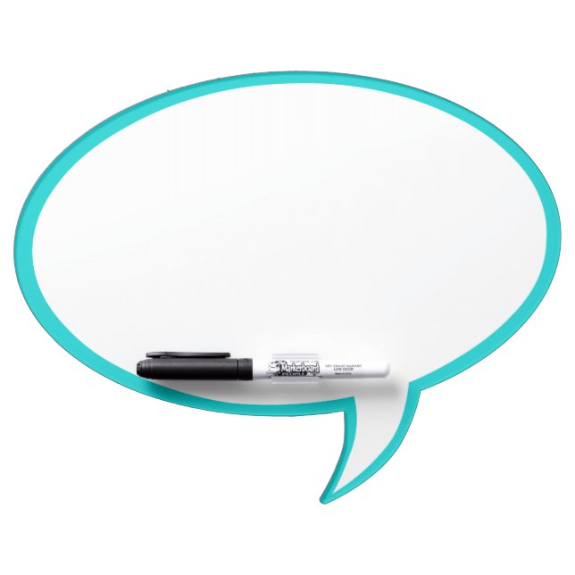Oval Speech Bubble Wall Decor Turquoise Dry Erase Board (Front)