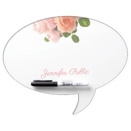 Oval Speech Bubble Watercolor Roses Template Dry Erase Board