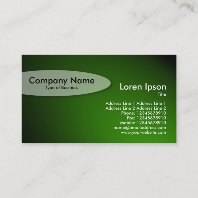 Oval - Spotlit Green Business Card (Front)