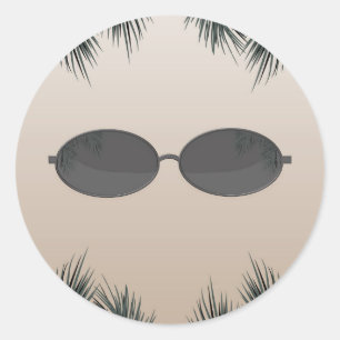 Oval Sunglasses Summer Beach Pool Party Classic Round Sticker
