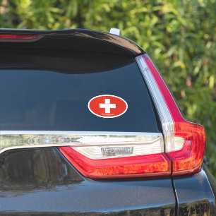 Oval Swiss flag of Switzerland vinyl car sticker